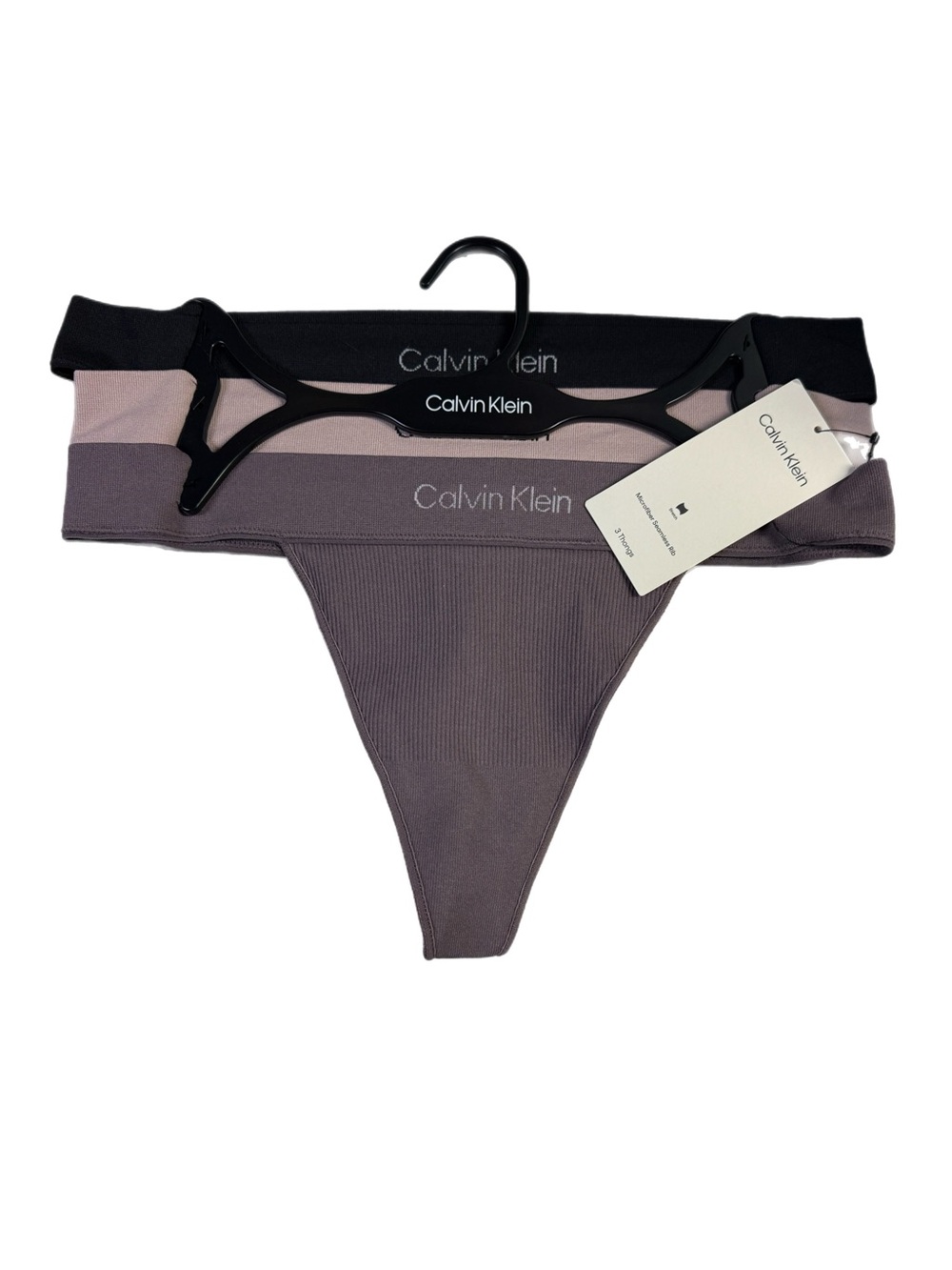 Calvin Klein Seamless Rib Thongs 3 Pack Microfiber Medium NWT